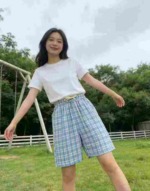 High Waist Drawstring Loose Plaid Wide Leg Knee-Length Pants Bulk Clearance Stock For Wholesale Export - Image 4