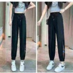 Wholesale Bulk Women's High Waisted Tapered Casual Sports Sweatpants Chinese Clothing Stock Lots - Image 1