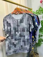 Bulk 1500PCS Hot Selling Summer Women's Ethnic Print Cotton V-Neck Zip T-Shirts - Chinese Clothing Stock Lots for Wholesale Export - Image 8