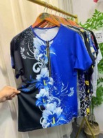 Bulk 1500PCS Hot Selling Summer Women's Ethnic Print Cotton V-Neck Zip T-Shirts - Chinese Clothing Stock Lots for Wholesale Export - Image 7