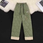 Clearance Bulk Sale Plaid Windproof Warm Fleece Lined Cotton Pants Unisex, Loose Wide Leg Casual Fall Winter Stock Clothing - Image 7