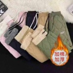 Clearance Bulk Sale Plaid Windproof Warm Fleece Lined Cotton Pants Unisex, Loose Wide Leg Casual Fall Winter Stock Clothing - Image 6