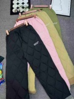 Clearance Bulk Sale Plaid Windproof Warm Fleece Lined Cotton Pants Unisex, Loose Wide Leg Casual Fall Winter Stock Clothing - Image 5