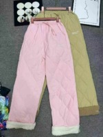 Clearance Bulk Sale Plaid Windproof Warm Fleece Lined Cotton Pants Unisex, Loose Wide Leg Casual Fall Winter Stock Clothing - Image 4