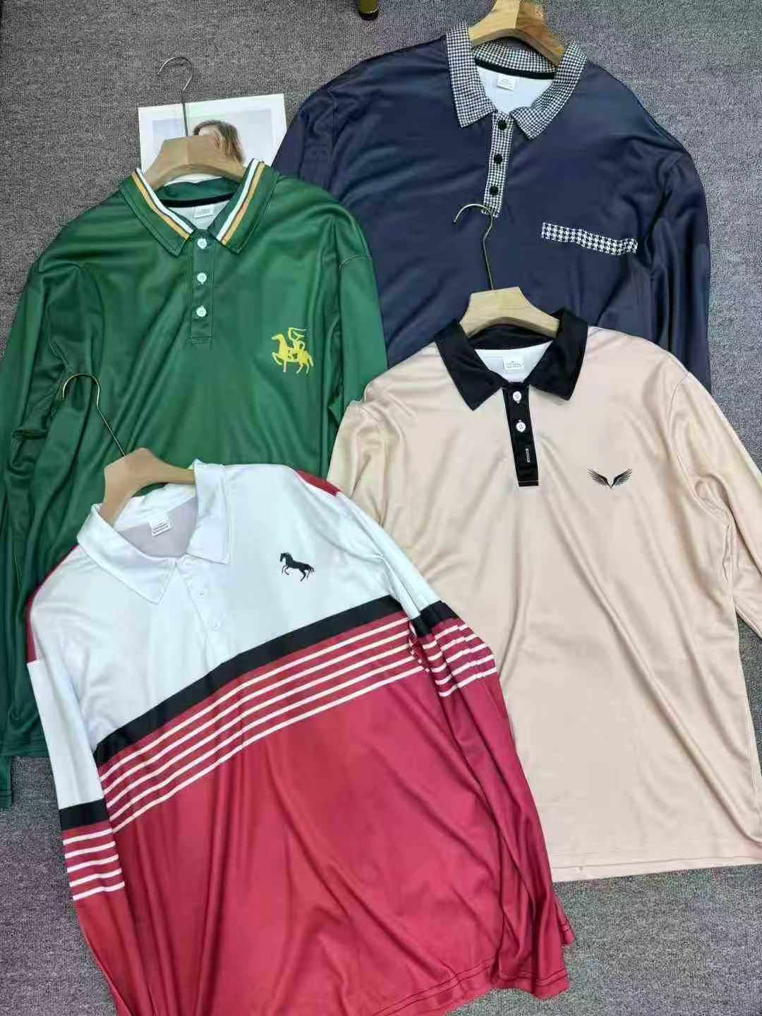 Whole Clearance 3880 Pcs Trendy Mens Oversized Printed Long Sleeve Polo Shirts - Image 1