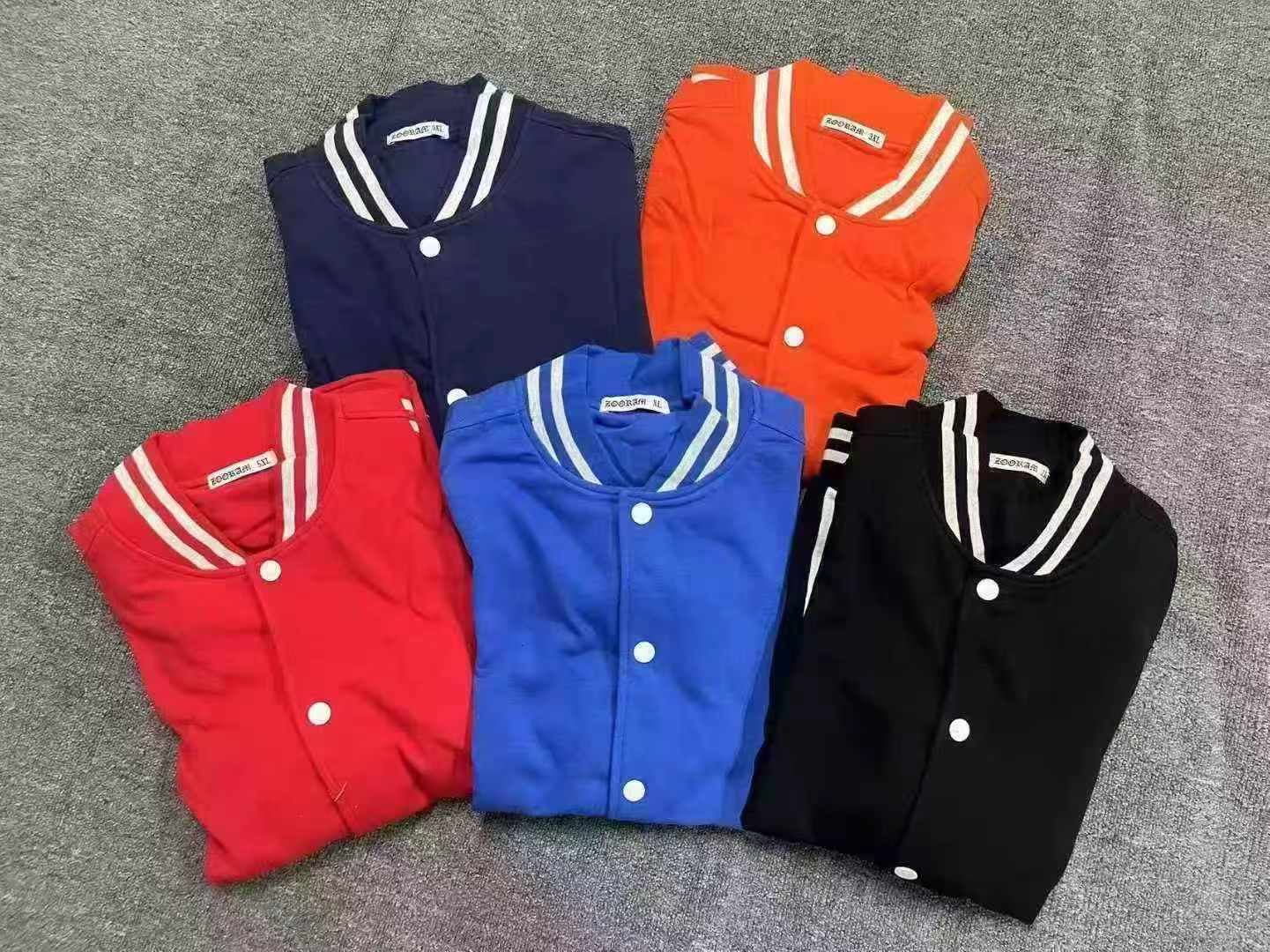 Wholesale Bulk 1050 Pieces 100% Cotton Baseball Jackets | 5 Colors Sizes S-6XL Clearance Stock Outerwear - Image 2