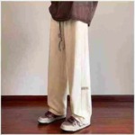 Clearance Bulk Wholesale Men's Waffle Summer Casual Drawstring Straight Sports Pants Plus Size - Image 3