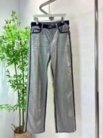 580 Pcs Korean Style Relaxed Retro Vintage High Waist Wide Leg Stretch Grey Denim Jeans Bulk Stock Clearance - Image 1