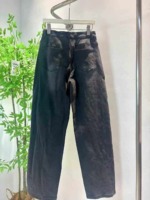 1000 Pcs American Retro High Street Washed Straight Black Grey Wide Leg High Stretch Jeans With YKK Zipper Wholesale Stock Lot - Image 5