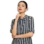 Clearance Sale: 97 Pcs Light Mature Elegant Striped Casual Dresses for Bulk Wholesale Export - Image 3