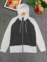 Clearance Wholesale 225PCS Casual Loose Waffle Full Zip Hooded Sweatshirt Outerwear S-2XL Stock Lots - Image 3