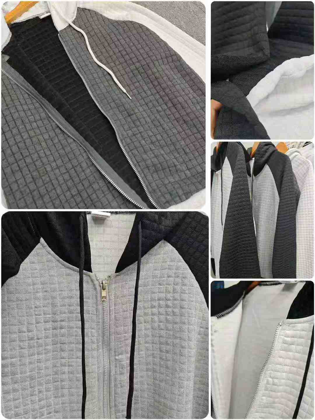 Clearance Wholesale 225PCS Casual Loose Waffle Full Zip Hooded Sweatshirt Outerwear S-2XL Stock Lots - Image 2