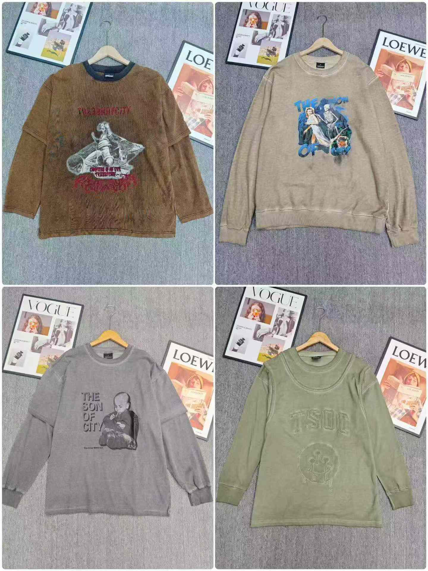 Clearance Sale: 239 Pieces American Retro Heavyweight Men's Sweatshirts Chinese Stock Lot Wholesale Export - Image 2