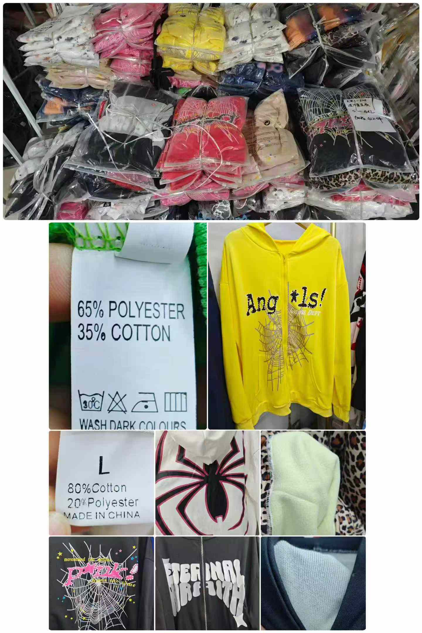 Clearance Bulk 412 Pcs American Retro Loose Hip Hop Printed Sweatshirts S-4XL Chinese Clothing Stock Lots Wholesale Export - Image 2