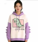 Clearance Bulk Stock: 664 Pcs Korean College Style Dinosaur Design Fleece Lined Hoodies S-XL Wholesale Export - Image 9