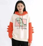 Clearance Bulk Stock: 664 Pcs Korean College Style Dinosaur Design Fleece Lined Hoodies S-XL Wholesale Export - Image 6