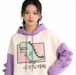 Clearance Bulk Stock: 664 Pcs Korean College Style Dinosaur Design Fleece Lined Hoodies S-XL Wholesale Export - Image 5