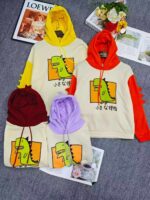 Clearance Bulk Stock: 664 Pcs Korean College Style Dinosaur Design Fleece Lined Hoodies S-XL Wholesale Export - Image 4