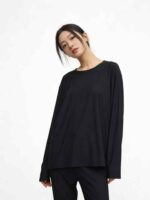 Clearance Sale: 203 Sets Black Solid Plain Comfortable Long Sleeve Top & Long Pants Sets Sizes S-4XL Chinese Clothing Stock - Image 9