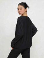 Clearance Sale: 203 Sets Black Solid Plain Comfortable Long Sleeve Top & Long Pants Sets Sizes S-4XL Chinese Clothing Stock - Image 6