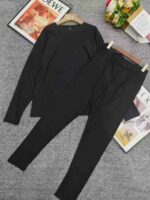 Clearance Sale: 203 Sets Black Solid Plain Comfortable Long Sleeve Top & Long Pants Sets Sizes S-4XL Chinese Clothing Stock - Image 2