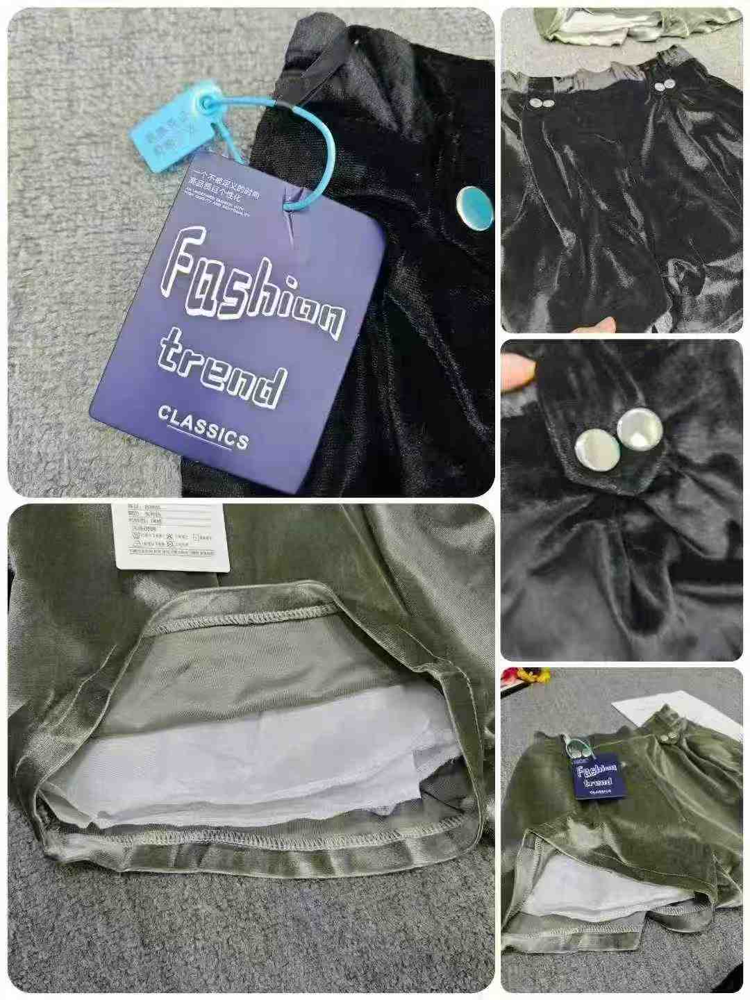 Clearance Stock: 220 Pcs Chic Premium Green Apple Velvet A-Line Shorts Sizes M-4XL For Wholesale - Image 2