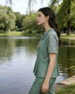 Clearance Wholesale 161pcs New Chinese Style Frog Button Jade Green Women's 2-Piece Sets Sizes M-XL-3XL - Image 9