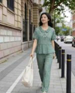 Clearance Wholesale 161pcs New Chinese Style Frog Button Jade Green Women's 2-Piece Sets Sizes M-XL-3XL - Image 7