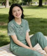 Clearance Wholesale 161pcs New Chinese Style Frog Button Jade Green Women's 2-Piece Sets Sizes M-XL-3XL - Image 6