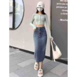 Clearance Sale Women's Jacquard Denim Skirt Bulk Chinese Clothing Stock Lots Wholesale Export - Image 5