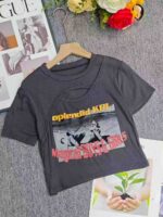 192 Pcs Bulk Stock American Vintage Hot Girl Cutout Print Short Sleeve T-Shirts One Size For Wholesale - Image 6