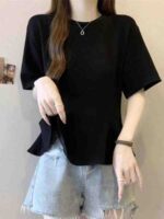 Clearance Sale: 530 Pcs Premium Niche Unique Design Floral Hem Plus Size Solid Short Sleeve T-Shirts Bulk Wholesale - Image 8