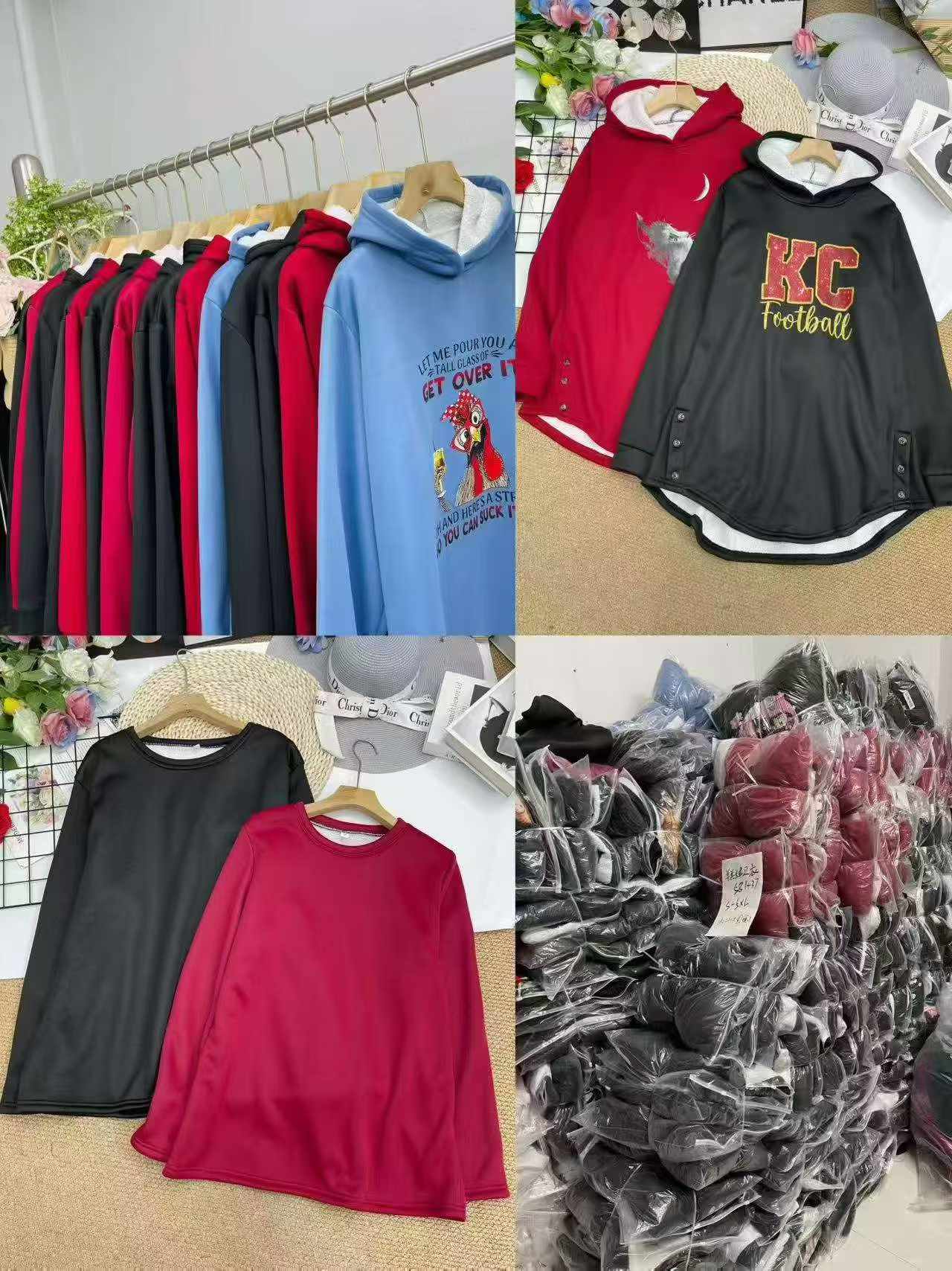 Clearance Sale 618PCS Foreign Trade Thickened Lamb Wool Sweatshirts Mixed Sizes Chinese Clothing Stock Lots Bulk Wholesale Export - Image 2