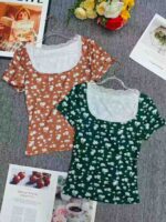 Clearance Bulk Stock: 700 Pcs Vintage Floral Lace Spicy Girl Style Short Sleeve T-Shirts XS-XL For Wholesale Export - Image 5