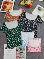 Clearance Bulk Stock: 700 Pcs Vintage Floral Lace Spicy Girl Style Short Sleeve T-Shirts XS-XL For Wholesale Export - Image 3