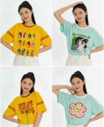 Clearance Sale 353PCS Women's Summer Striped 200GSM Cotton Short Sleeve T-Shirts Bulk Wholesale Chinese Clothing Stock Lots - Image 5