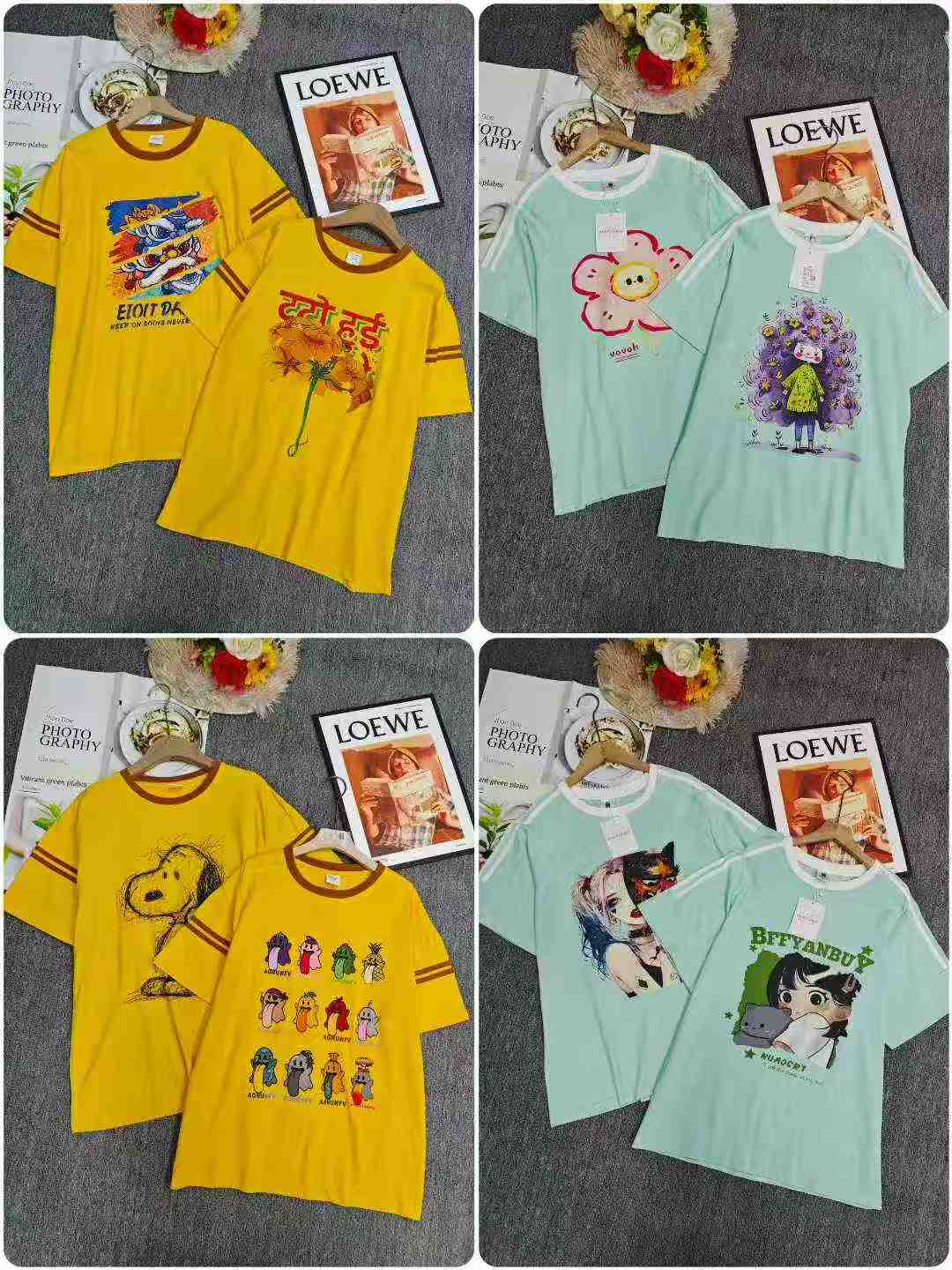 Clearance Sale 353PCS Women's Summer Striped 200GSM Cotton Short Sleeve T-Shirts Bulk Wholesale Chinese Clothing Stock Lots - Image 2