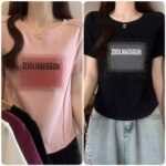 Clearance Sale 3000PCS New Trendy Brand Cotton Heavy Rhinestone Cropped T-Shirts Stock Wholesale Export - Image 6