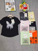 Clearance Sale High Quality Heavy Pure Cotton Beaded Sweet & Sexy Women's Short Sleeve T-Shirts Bulk Wholesale Chinese Clothing Stock - Image 3