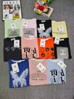 Clearance Sale High Quality Heavy Pure Cotton Beaded Sweet & Sexy Women's Short Sleeve T-Shirts Bulk Wholesale Chinese Clothing Stock - Image 2