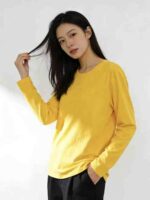 Clearance Bulk Wholesale: 689PCS Lemon Yellow Solid Comfortable Long Sleeve Base T-Shirts Chinese Clothing Stock Lots - Image 6