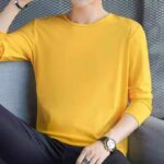 Clearance Bulk Wholesale: 689PCS Lemon Yellow Solid Comfortable Long Sleeve Base T-Shirts Chinese Clothing Stock Lots - Image 5