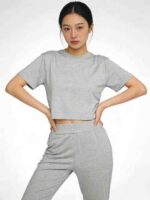 Clearance 575 Sets Sexy Grey Short Sleeve Flared Pants Casual Sports Matching Set Wholesale Clothing Stock Lots - Image 8