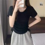 Clearance Korean Chic Gentle Lazy Style Cropped T-Shirts Bulk Wholesale Chinese Clothing Stock Lots - Image 5