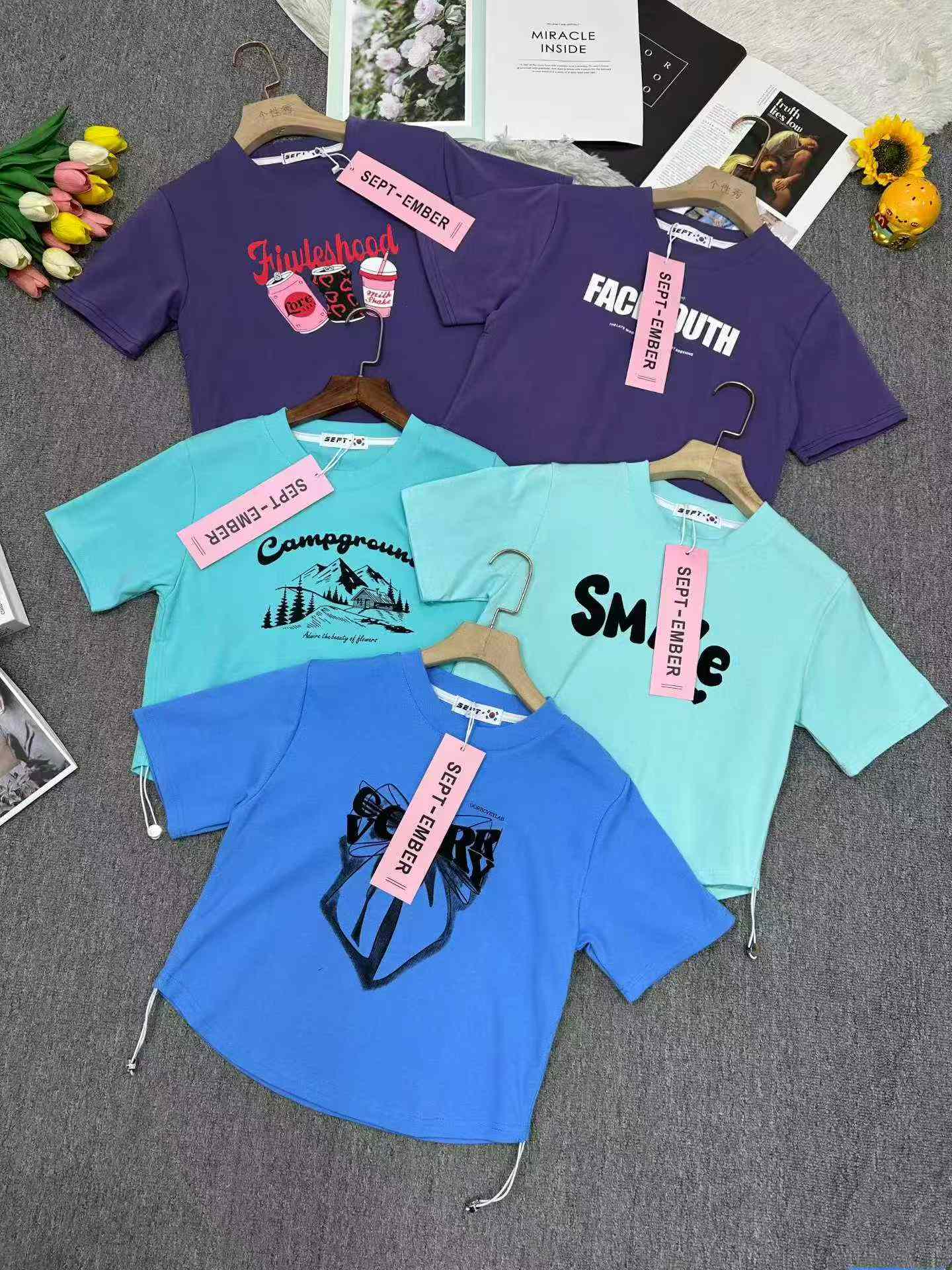 Clearance Sale: Summer Trendy Cropped Cotton Drawstring T-Shirts | Chinese Clothing Stock Lots Wholesale Export - Image 2
