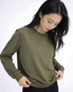 Wholesale Bulk Stock 226 Pcs Unisex Early Spring Army Green Solid Lazy Style Crew Neck Sweatshirts S-5XL - Image 6