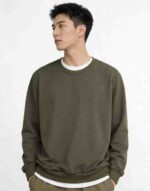 Wholesale Bulk Stock 226 Pcs Unisex Early Spring Army Green Solid Lazy Style Crew Neck Sweatshirts S-5XL - Image 4