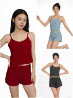 Clearance Bulk Stock 2502 Sets Hot Selling Casual Sexy Cami Top & Shorts Set Sizes S-2XL - Image 5