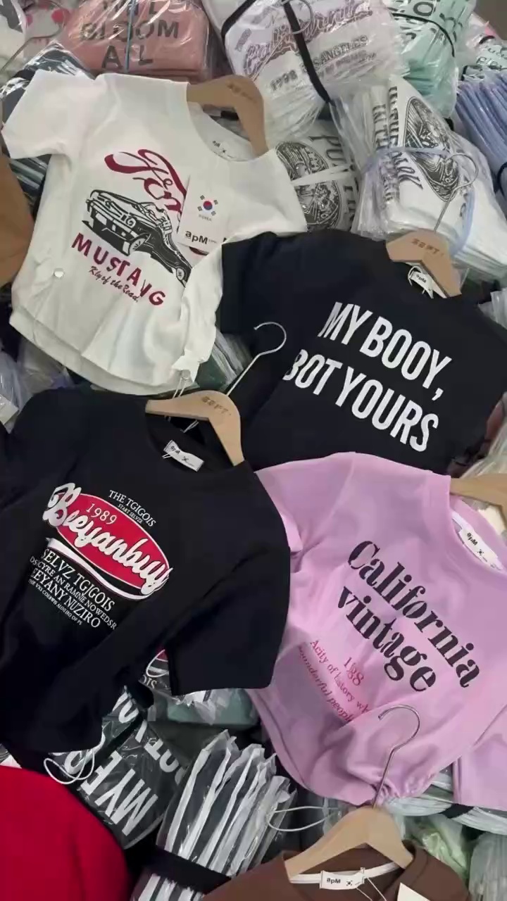 Clearance Sale: Bulk Stock Summer Cotton Cropped Drawstring Crop T-shirts For Wholesale Export - Image 1