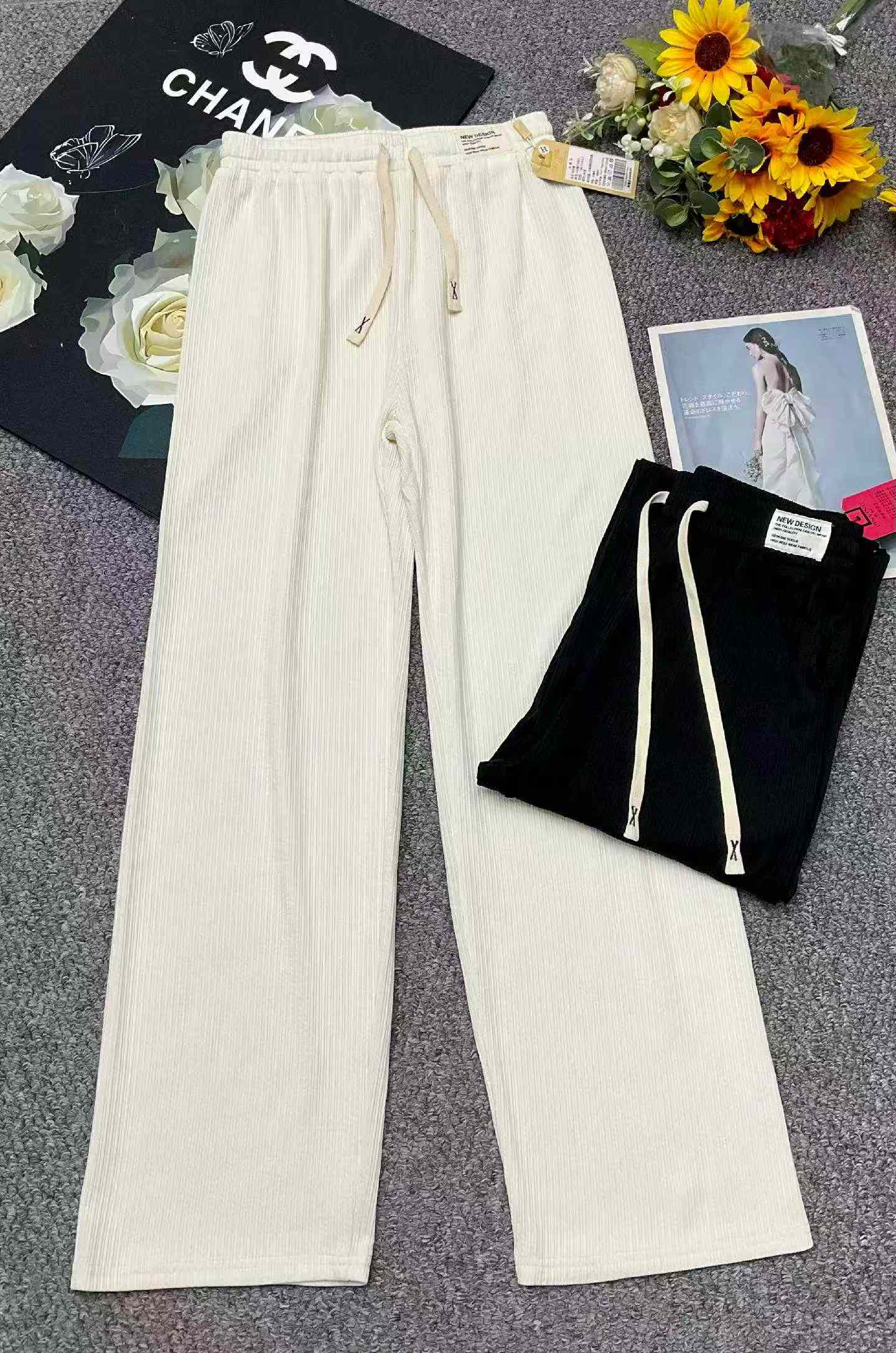 Wholesale Summer Brand New Ice Silk Wide Leg Pants - High Waist, Loose Fit, Straight Leg, S-XL, 190pcs, Independent Packaging with Tags - Image 1
